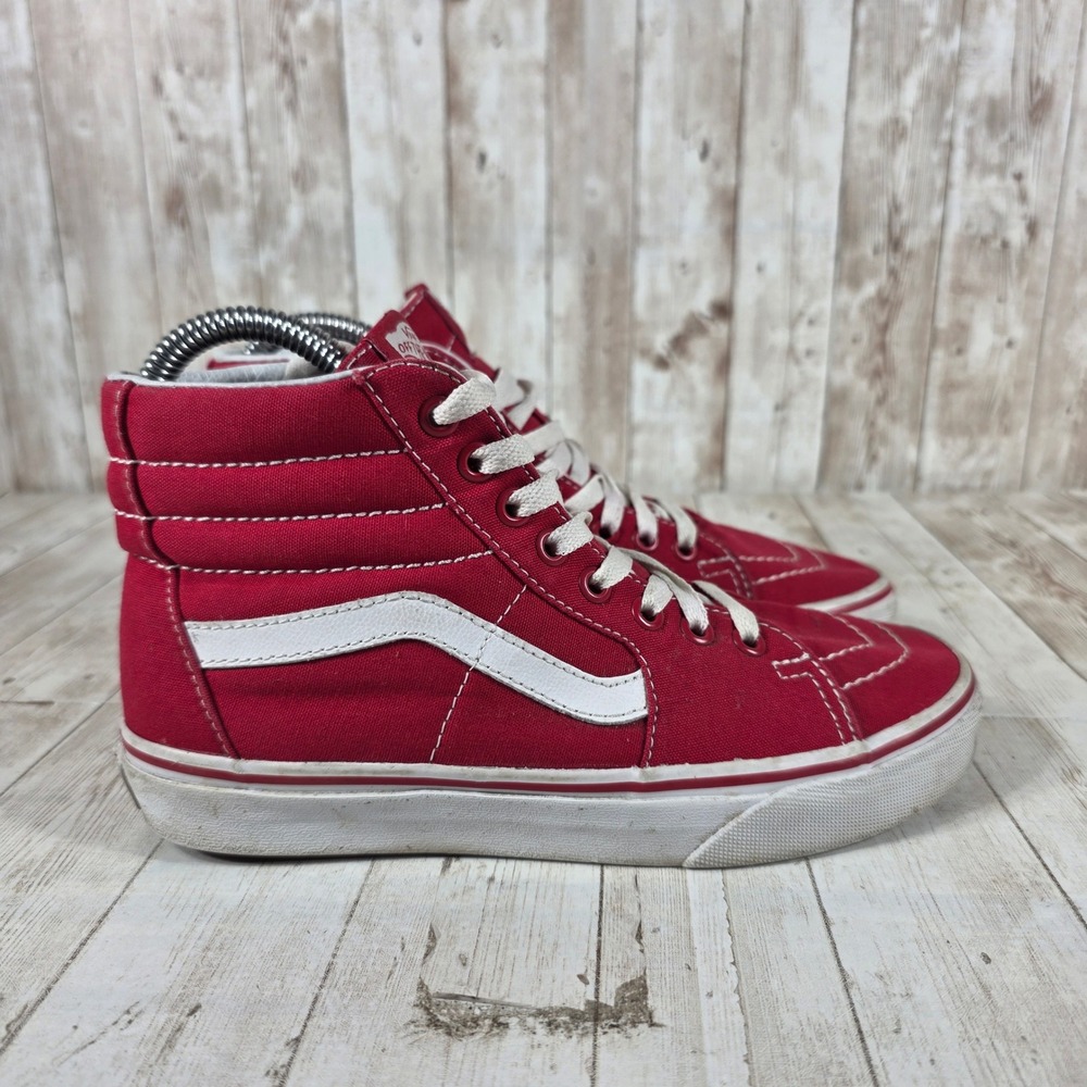 Vans Sk8-Hi Red White‎ High Top Sneakers Womens 6.5 Mens 5.0 Skate Shoes 721356